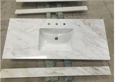 China White Carrara Marble Stone Countertops Polished / Other Finish Surface for sale