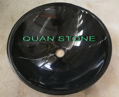 China Natural Nero Countertop Sink Basin Marquina Marble Sink Black Wash Bowls Round Basins for sale