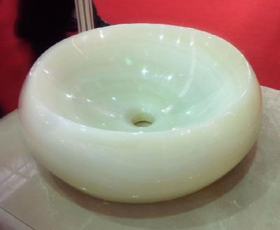 China White Jade Countertop Sink Basin Onyx Bathroom Vessel Sink Cream Jade Onyx Washing Basin for sale