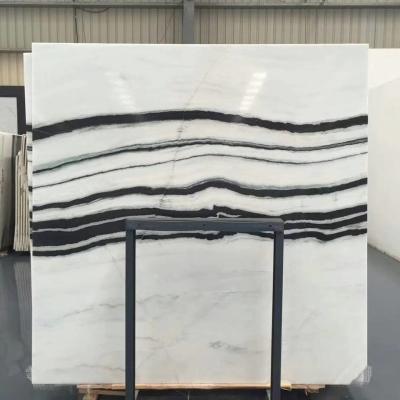 China Panda White Natural Marble Tile For Flooring Layout , Book Matched Marble Stone Tile for sale