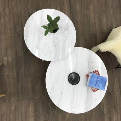 China Living Room Round Dining Tabletops Marble Stone Countertops With Metal Base for sale