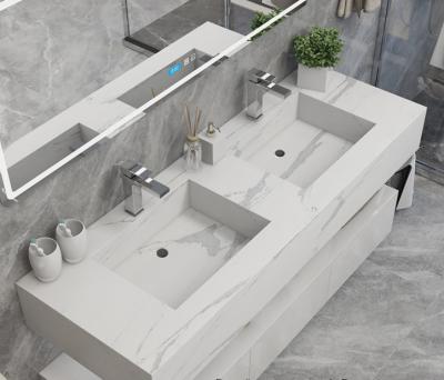 China Bianco Carrara Engineering Stone Bathroom Vanity Countertops for sale