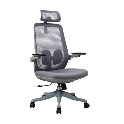 China Grey High Back Ergonomic Desk Chair Mesh Ergo Office Chair With Class 4 Gas Lift Nylon Base for sale
