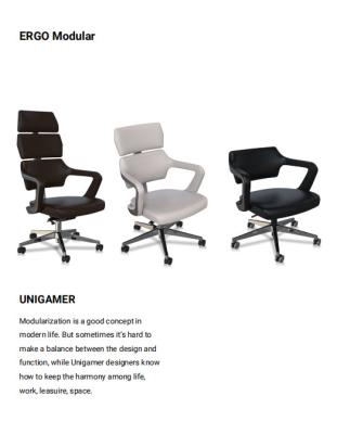 中国 PUの人間工学的の革オフィスの椅子の管理の灰色の旋回装置の机のタイプ固定ひじかけ 販売のため