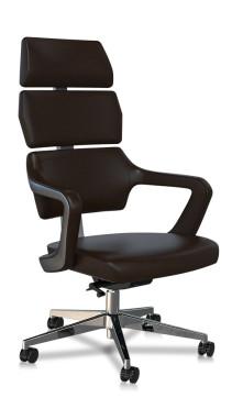China Nylon Castor Leather Executive Swivel Chair Ergonomic Office Chair With Adjustable Arms for sale