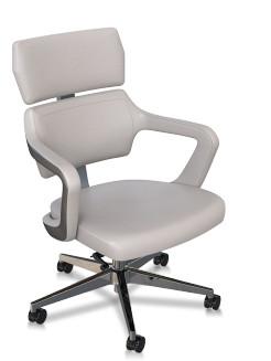 China Mid Back Swivel Ergonomic Executive Chair PU Leather Fixed Armrest for sale