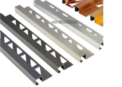 China Box Square Stainless Steel Tile Trim For Tile Edging Black Silver Brushed for sale