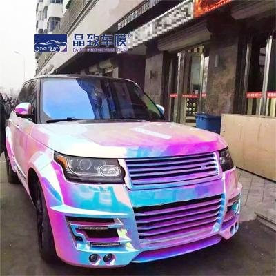 China 1,35 x 18 m Vinyl-Wrap-Aufkleber, selbstklebende Regenbogen-Chrom-Autofolie zu verkaufen