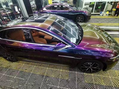 China Abrigo púrpura brillante estirable a prueba de calor para coche, vinilo impermeable de Chrome Rainbow en venta