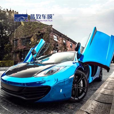 Китай 1,52x18 м 5x59FT цена по прейскуранту завода-изготовителя без воздушных пузырей полная пленка для упаковки автомобиля хромированное зеркало синий стикер кузова автомобиля авто винил продается
