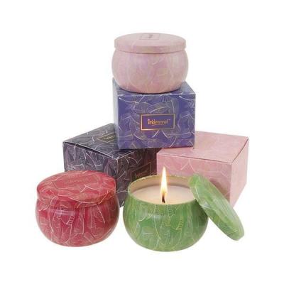 China Decorative Empty Tin Candle Box 4.4 OZ Tin Boxes For Gifts Holiday Wedding for sale