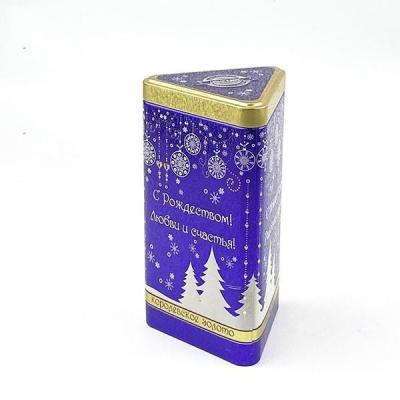 China Triangle Tea Packaging Tin Box 0.25mm / 0.28mm Thick Chinese Tea Tin Box for sale