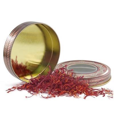 China Custom Round Saffron Metal Tin Box for Packaging And Storage for sale