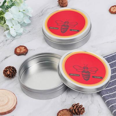 China Round Lip Balm Packaging Metal Tin Box Small Cosmetic Tins for sale