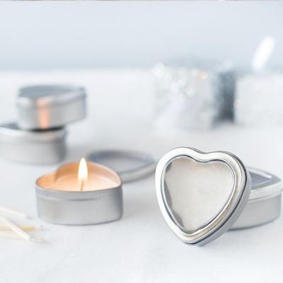 China Decorative Heart Shaped Tin Box Tin Storage Containers With Window for sale