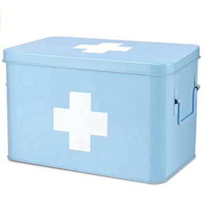 China Rectangle Metal Empty First Aid Box With Built In Compartments for sale