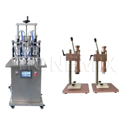 China Vacuum Perfume Filling Line Four Heads Manual Perfume Bottle Crimping Machine for sale