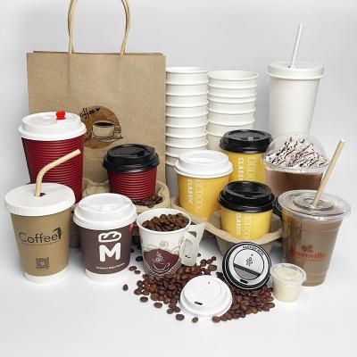 China Hot Custom Biodegradable Tea Cup Bubble Tea Coffe Paper Packaging Eco Takeaway Biodegradable/Disposable Coffee Cups for sale