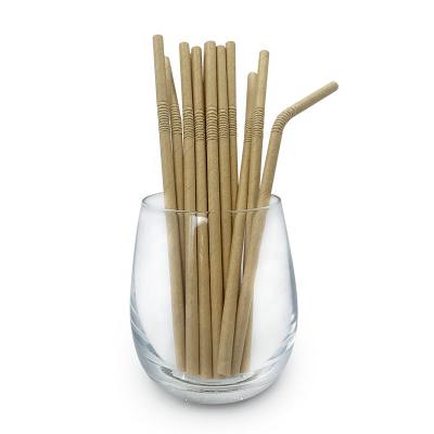 China biodegradable & Factory Fiber Disposable Biodegradable Brown Kraft Paper Natural Individual Wrapped Straw for sale