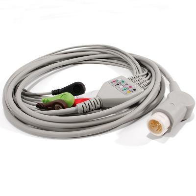 China HP ECG EKG Cable VM4 VM6 VM8 MP20 MP30 ECG Cable In Snap AHA Type Terminal for sale