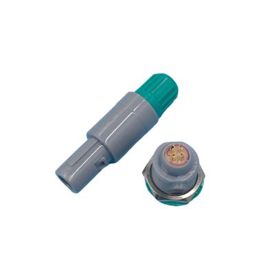 China IP66 conector push pull plástico verde 4 Pin With Electrical Wire à venda