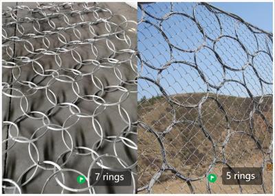 China Flexible Rockfall Protection Netting 200KJ-2000KJ Ring Netting For 5 Rings for sale