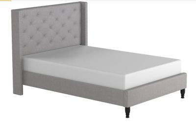 中国 QSOの寝室の家具の防水のボタンのプラットフォーム ベッドが付いている現代完全な/女王/Size Bed Grey Linen王の生地 販売のため