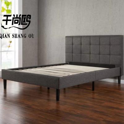 China Button Soft Platform Bed Queen King Leather Upholstered Bed Frame for sale