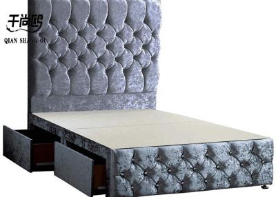 China European Double Velvet Storage Bed , Velvet Double Bed With Drawers for sale