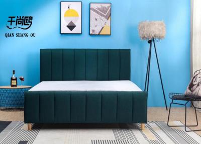 China High Headboard Green Upholstered Bed Frame 4ft European style for sale