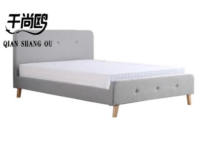 China Grey Linen Fabric Upholstered Platform Bed Queen Size for Apartment for sale