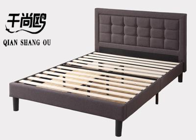 China Apartment Modern Fabric Bed Frame , Upholstered Button Tufted Premium Platform Bed for sale