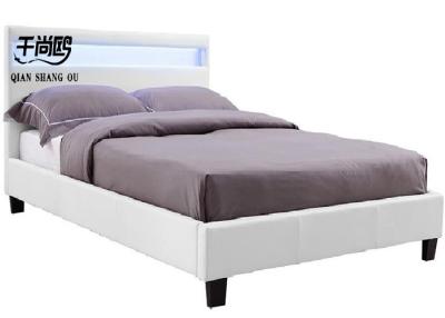 China LED lighting Faux Leather Upholstered Platform Bed With Headboard for sale