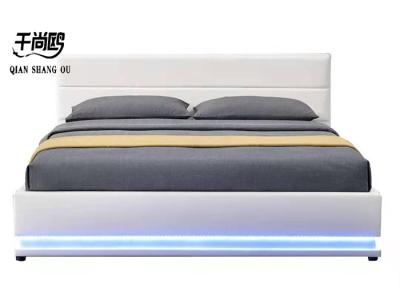 China 140*200cm White Leather Double Bed Frame customized With LED Lights for sale