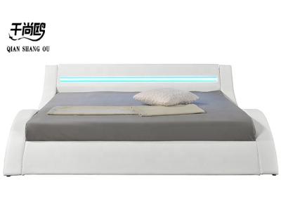China Reading Light LED Upholstered Bed / Soft Leather LED Double Bed for sale