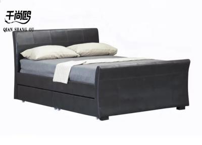 China Black Leather Upholstered Bed With Drawers Home Furnishing for sale