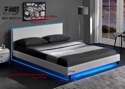 China LED light platform soft bed, leather design Double-King size for sale