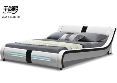 China Artificial Leather White King Size Upholstered Bed Customized for sale