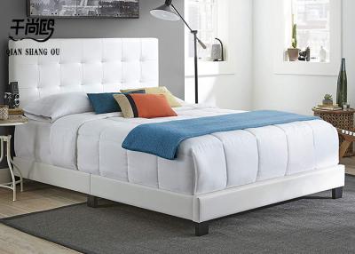 China White Leather Leather Soft Platform Bed Low Key With Sturdy Wooden Strips for sale