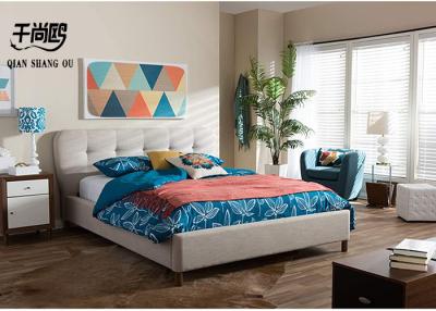 China Linen Queen Fabric Platform Bed / European Style Platform Bed for sale