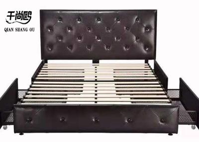 China Pull Buckle Shape Upholstered Bed With Drawers , Modern Wrought Iron Beds for sale
