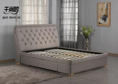 China Hotel fabric Double Bed With Storage Drawers European Style for sale