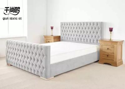 China Buckle Shape Tufted Double Bed Frame Home Furnishing with Metal Legs for sale