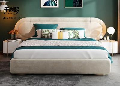 China Unique Oval Premium Platform Tufted Bed Bright Dutch Velvet Fabric for sale