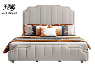 China Leather King Size Upholstered Beds European Style OEM / ODM for sale