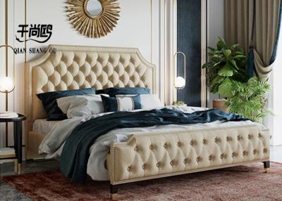 China European Style King Size Upholstered Bed Frame Pull Buckle Design for sale