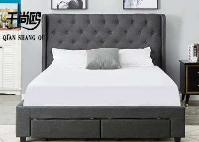 China Latest Design Wholesale factory price double queen king size 4 drawers upholstered storage bed for sale