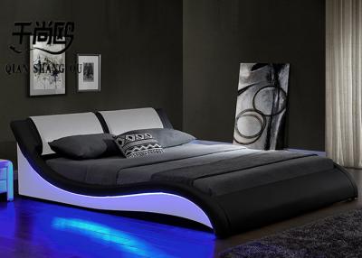 China Morden Shining Crystal Button Leather Bed With LED Lights for sale