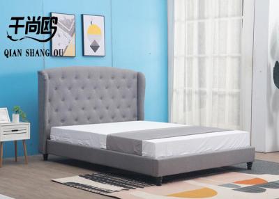 China High Wing Backrest Bed , wood bed frame with upholstered headboard for sale