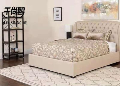 China Black Fabric Platform Tufted Bed Queen Size / Upholstered Wingback Platform Bed for sale